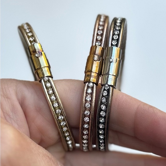 FOSSIL 3 Leather Wrap Bracelets - Picture 2 of 6